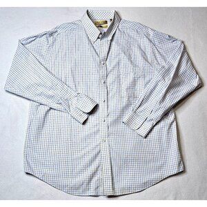 Gold Label Roundtree & Yorke Men XL Non-Iron White Checkered Dress Shirt